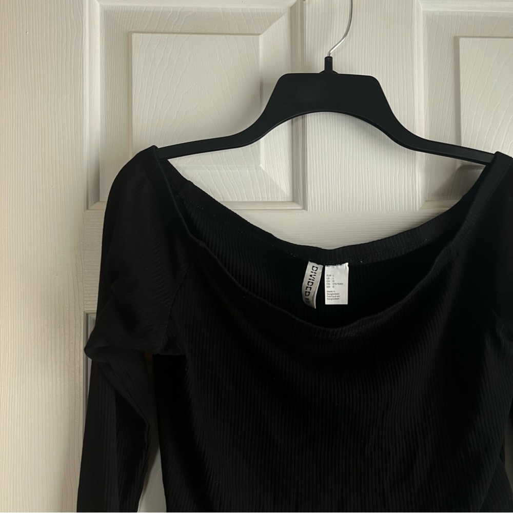 H&M Divided Long Sleeve Crop Top Black Size L